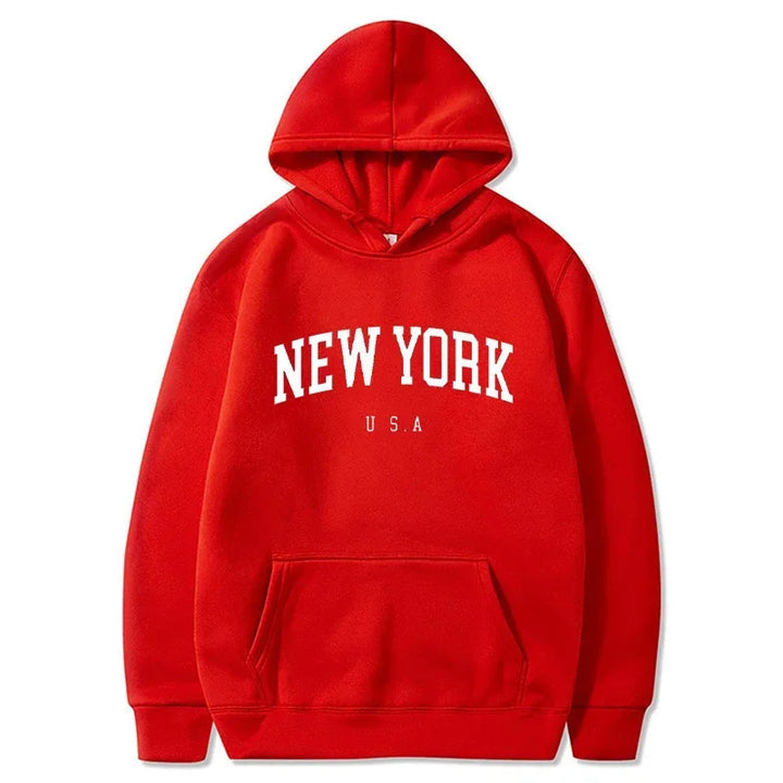 Damen Kapuzenpullover mit modischem New York Print und bequemer Passform Drune