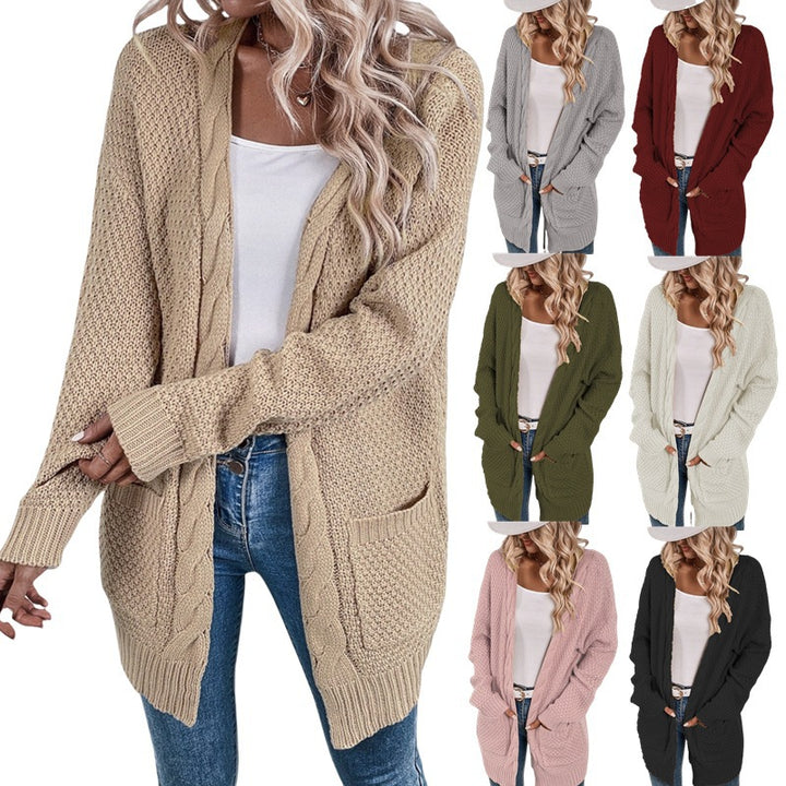 Damen lässige Strickjacke mit tiefen Taschen und knittrigem Design Drune