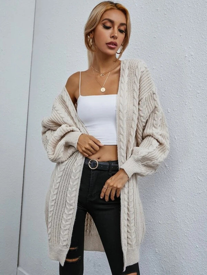 Damen Grobstrick-Cardigan mit dekorativem Zopfmuster und lässigem Schnitt Drune