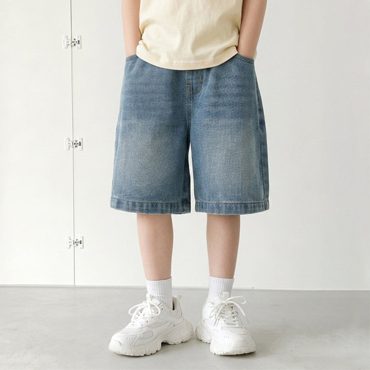 Jungen lässige Denim-Shorts mit komfortablem elastischem Bund und praktischen Taschen Drune