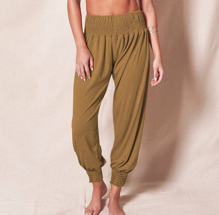 Damen Lässige Haremshose mit elastischem Bund und seitlichen Eingrifftaschen Drune