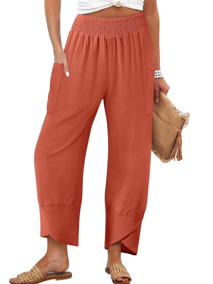 Damen Weite Sommerhose mit elastischem Bund und praktischen Taschen Drune