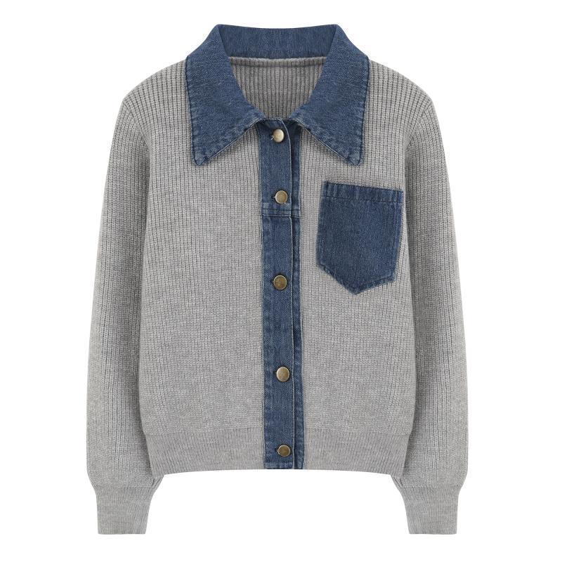 Damen Strickjacke mit Denim-Detail Drune
