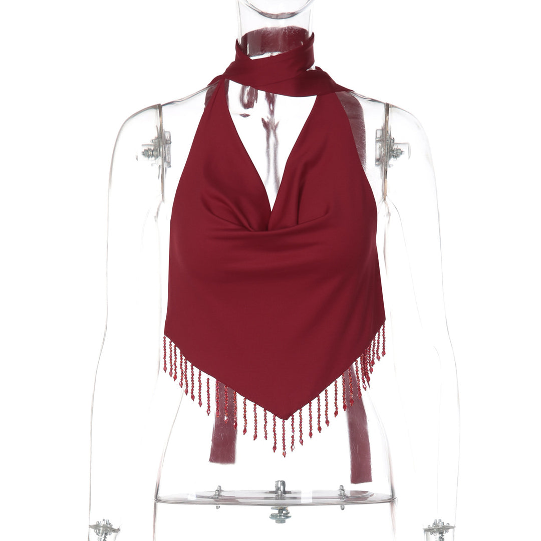 Damen Haltertop mit eleganter Fransenverzierung Drune