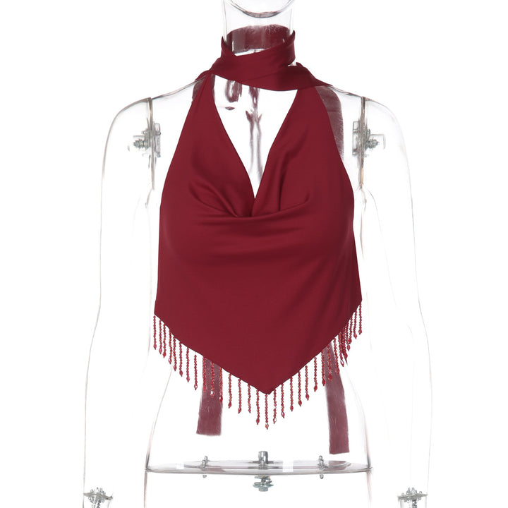 Damen Haltertop mit eleganter Fransenverzierung Drune