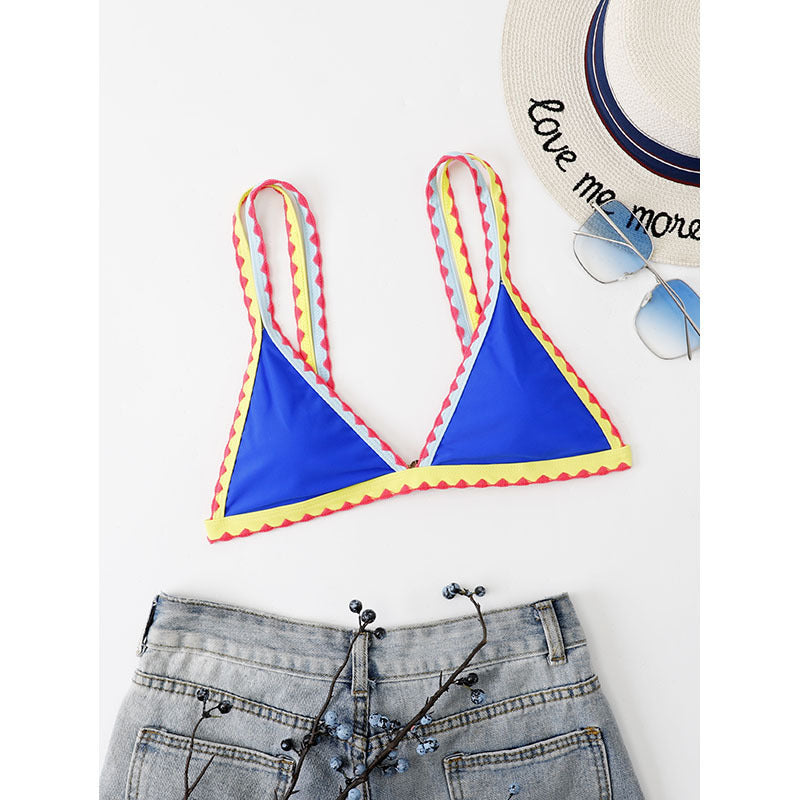 Damen Triangel-Bikinioberteil mit buntem Rüschenrand Drune