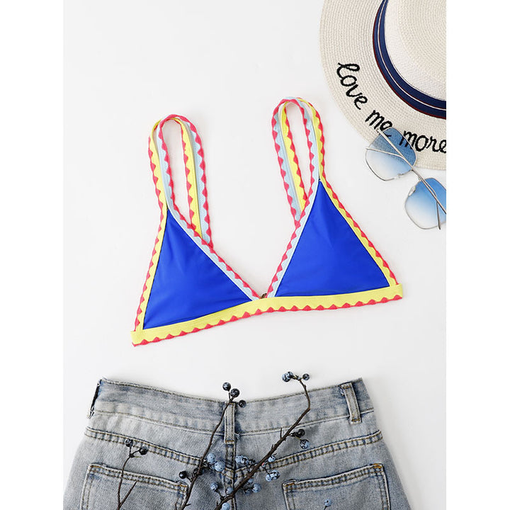 Damen Triangel-Bikinioberteil mit buntem Rüschenrand Drune