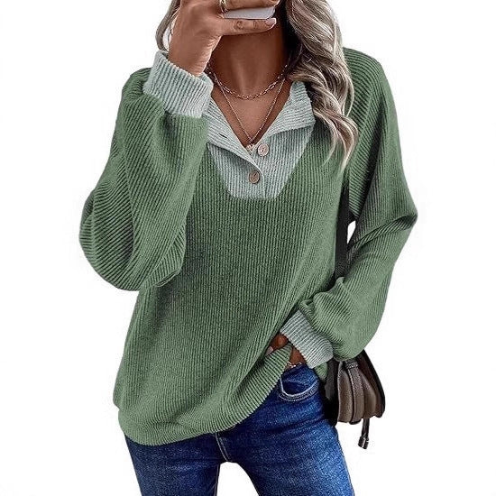 Damen lässiger Pullover mit modischem Kragen Drune