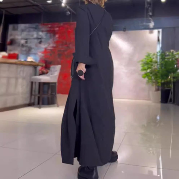 Damen Maxikleid mit elegantem Kragen und praktischem Taschendesign Drune