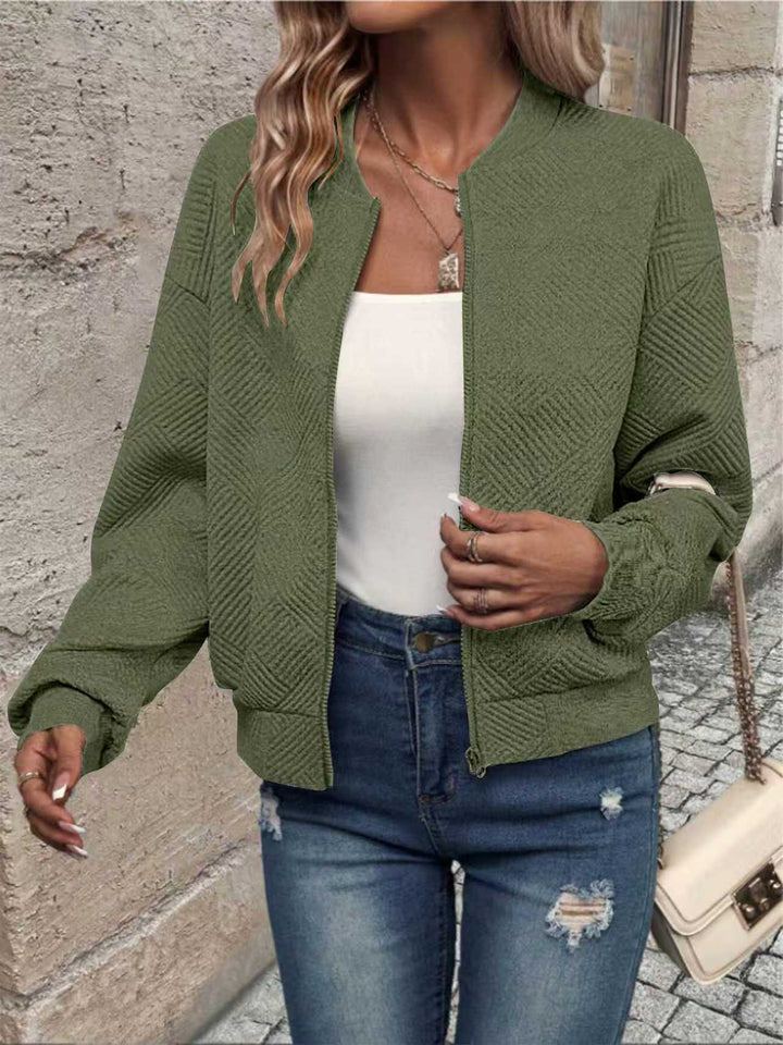 Damen modische Sweatjacke mit strukturiertem Design und Reißverschluss Drune