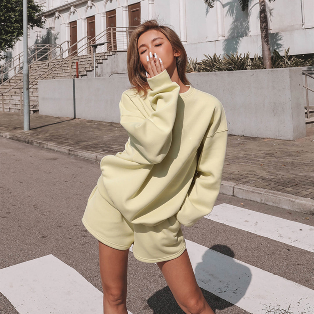 Damen lässiges Oberteil und Shorts-Set Drune
