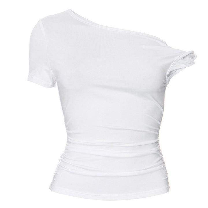 Damen Off-Shoulder Crop-Top mit seitlichem Knoten Drune