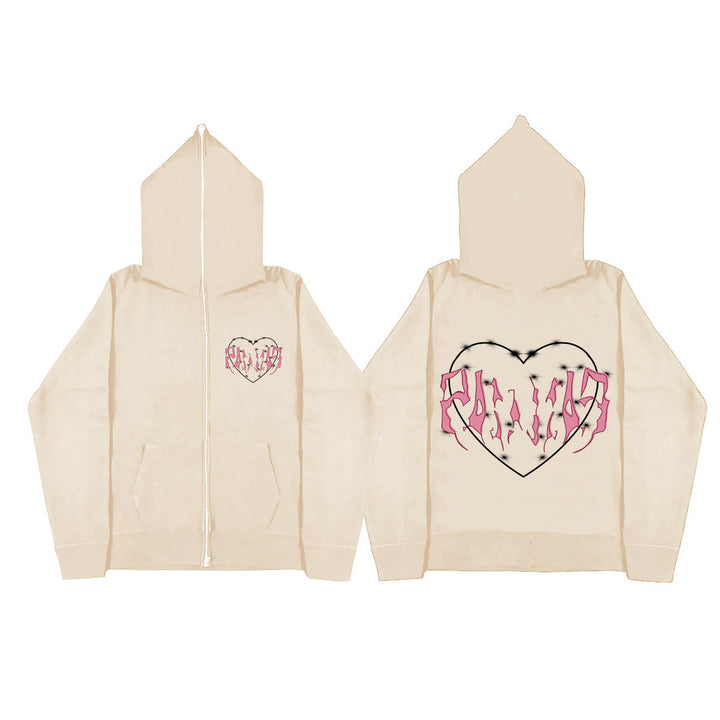 Damen Kapuzenjacke mit einzigartigem Herzdesign und durchgehendem Reißverschluss Drune