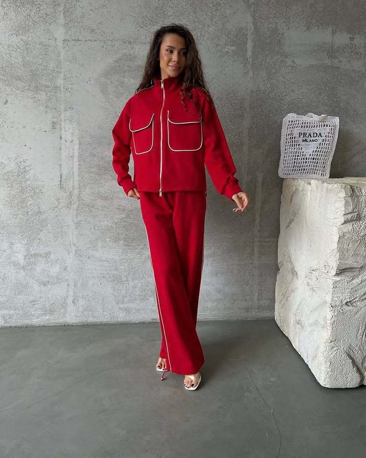 Damen Relaxed-Fit Loungewear-Set mit Reißverschluss und weitem Schnitt Drune
