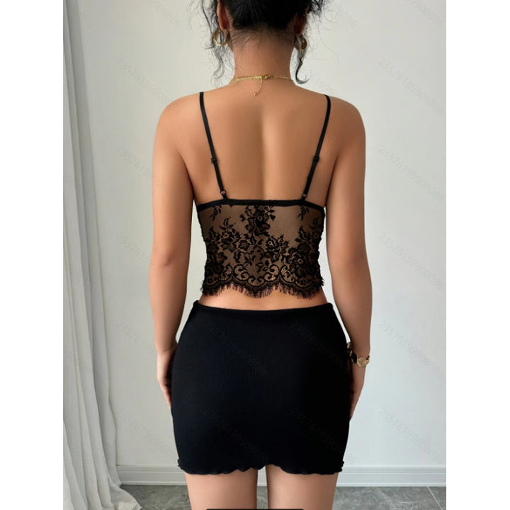Damen Spitzen-Crop-Top Drune
