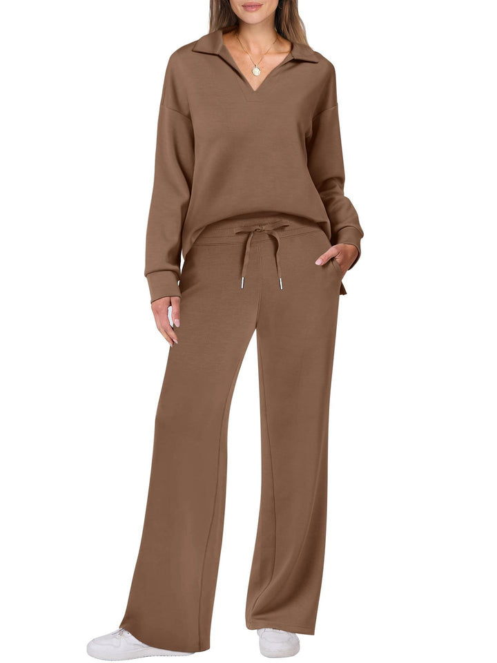 Damen lässiges Set aus oversized Pullover und weitem Jogginghose Drune
