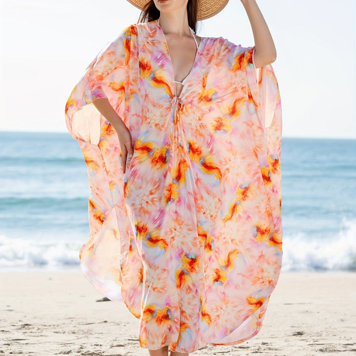 Damen Strandkleid mit lässigem Schnitt und floraler Musterung Drune