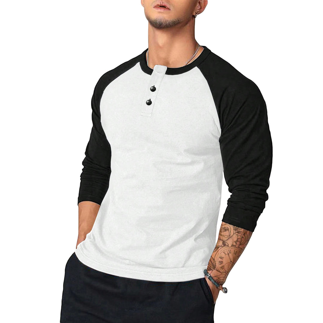 Herren klassisches Langarmshirt im Vintage-Stil mit unterstützenden Kontrastärmeln Drune