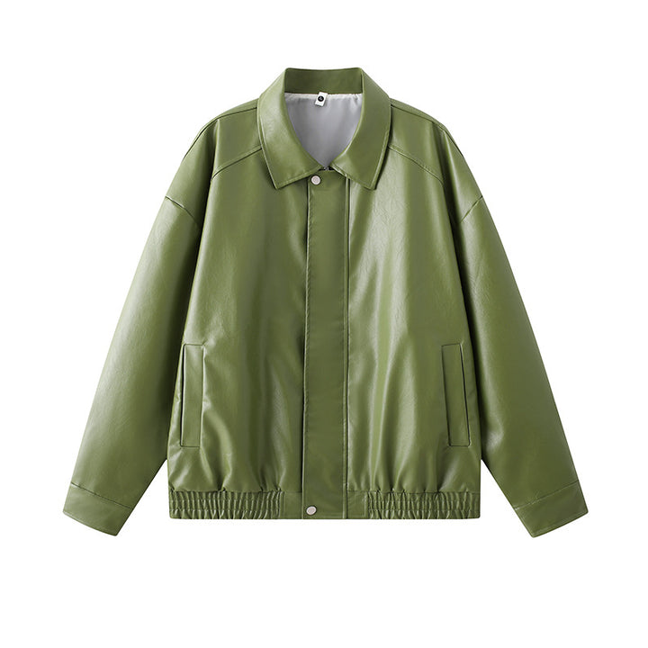 Herren elegante Kunstlederjacke mit elastischem Bund Drune