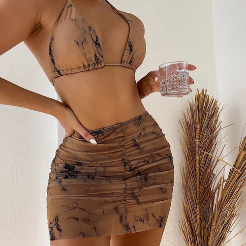 Damen Designer-Bikini mit raffiniertem Rüschenrock Drune