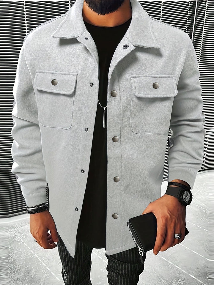 Herren nan Hemdenjacke aus Wollmix mit Druckknöpfen und Pattentaschen Drune