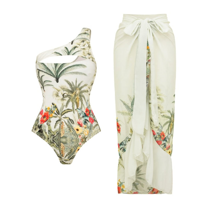 Damen Einseitiger Badeanzug mit raffiniertem Cut-Out und floralem Design Drune