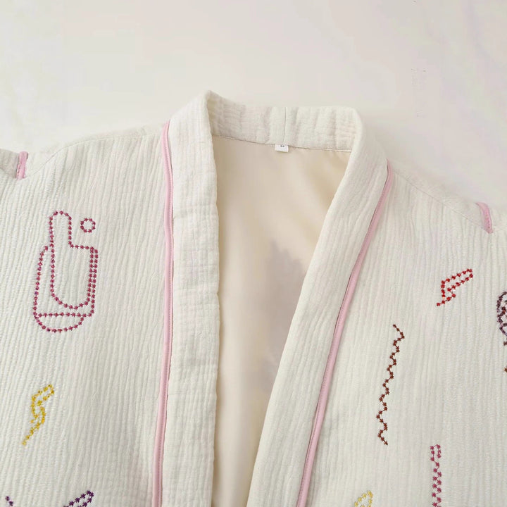 Damen lässige Kimono-Jacke mit einzigartigen Stickereien Drune