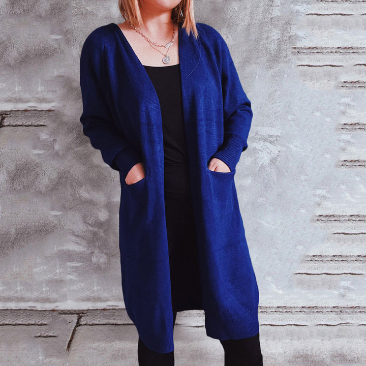 Damen lässiger Strickcardigan mit offenen Fronten und praktischen Taschen Drune