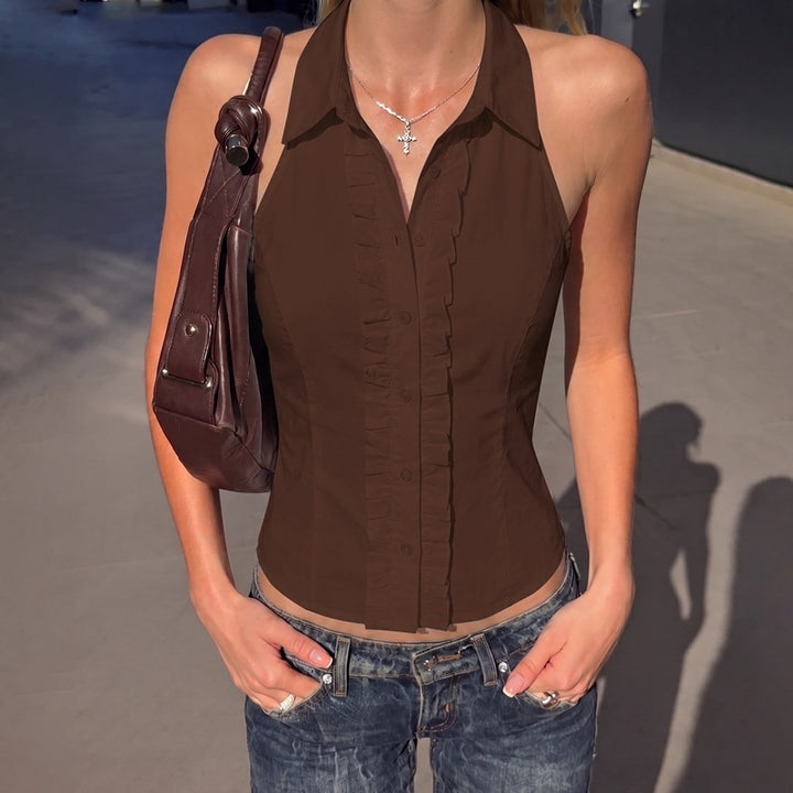 Damen Hemd mit Rüschendetails Drune
