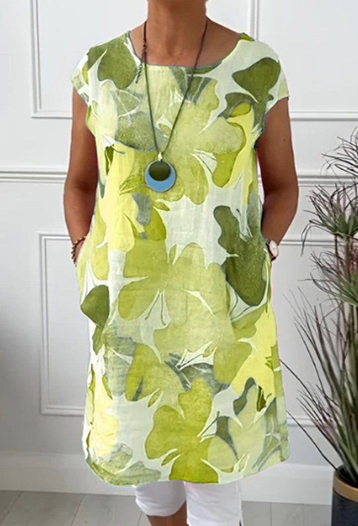 Damen Leichtes Strandkleid mit floralem Muster und Taschen Drune