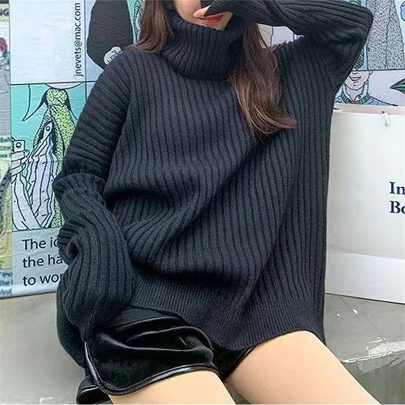 Damen Eleganter und gemütlicher Rollkragenpullover mit Rippstruktur Drune
