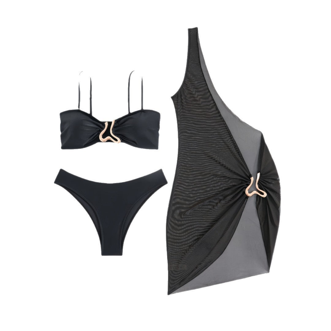 Damen Bikini-Set mit modernem Wickelrock und elastischem Oberteil Drune