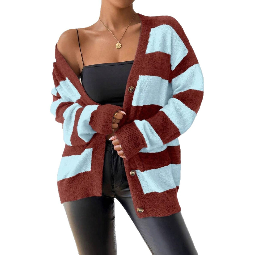 Damen Strickjacke mit trendigem Blockstreifenmuster und weichem Material Drune