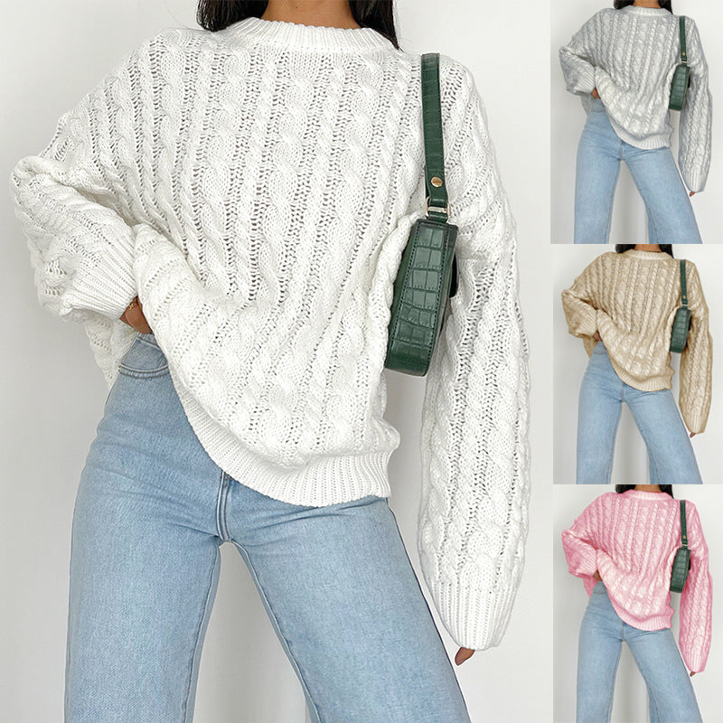 Damen Grobstrickpullover mit raffiniertem Zopfmuster aus weichem Material Drune