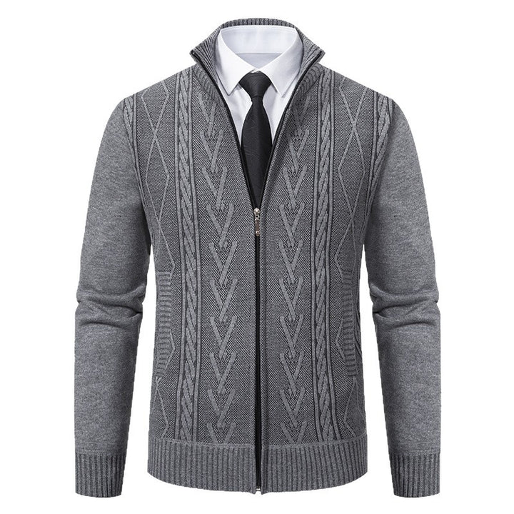 Herren Strickjacke mit Zopfmuster und durchgehendem Reißverschluss Drune
