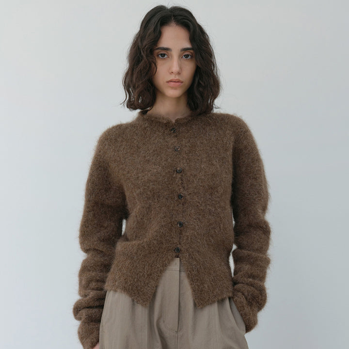 Damen eleganter und warmer Strickcardigan mit Knopfleiste Drune