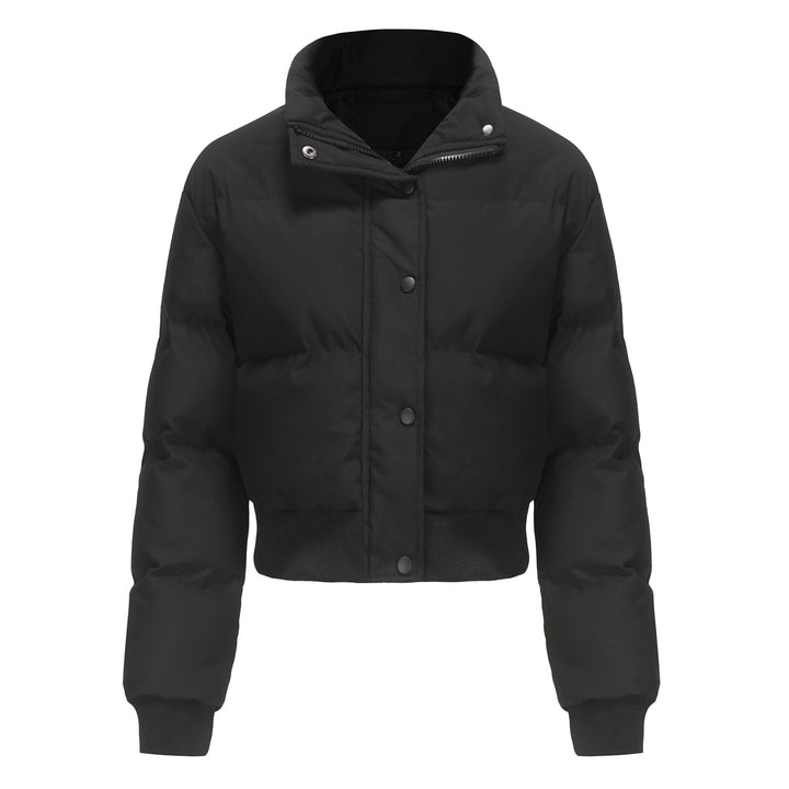 Damen cropped Steppjacke mit hohem Kragen und praktischen Druckknöpfen Drune