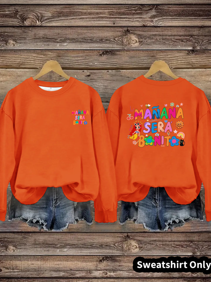 Damen Sweatshirt mit Verspielt Farbigen Aufdruck und Lässigem Schnitt Drune