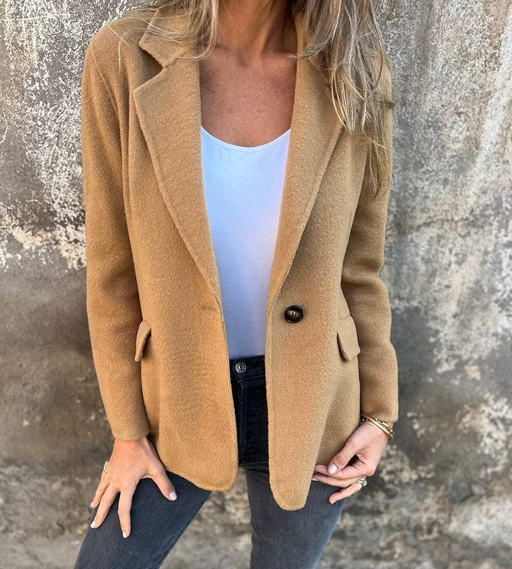 Damen elegante Blazerjacke aus weichem Fleece Drune