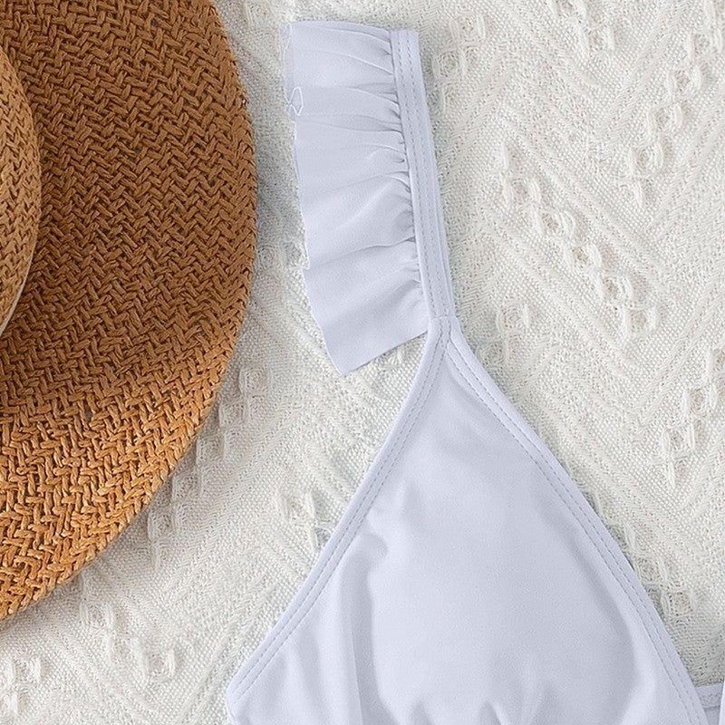Damen Triangel-Bikini-Oberteil mit Rüschendetails Drune