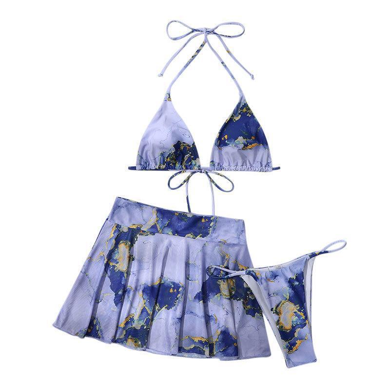 Damen Bikini-Set mit kreativem Marmormuster Drune