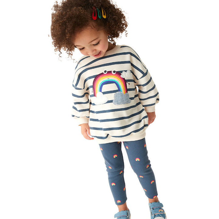 Mädchen Sweatshirt mit buntem Regenbogen-Design Drune