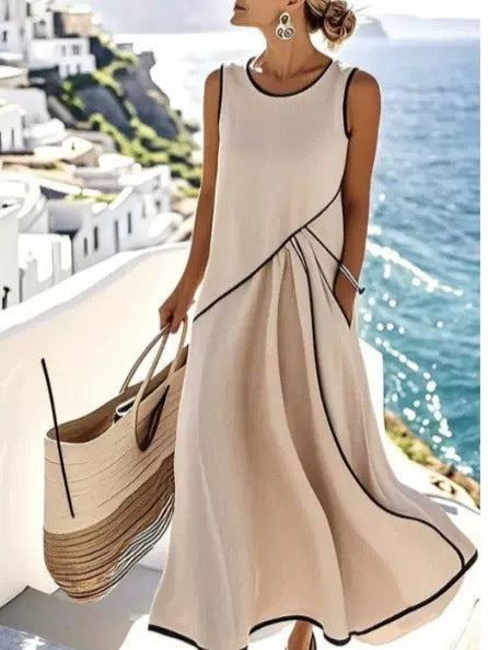 Damen Maxikleid mit asymmetrischem Schnitt und praktischen Taschen Drune