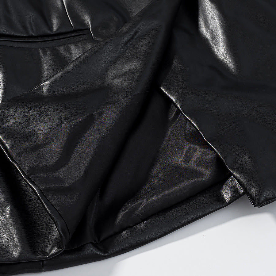 Damen elegante Kunstlederjacke Drune
