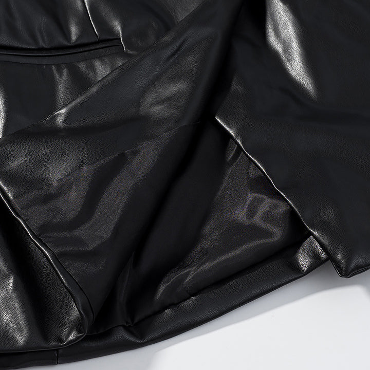 Damen elegante Kunstlederjacke Drune