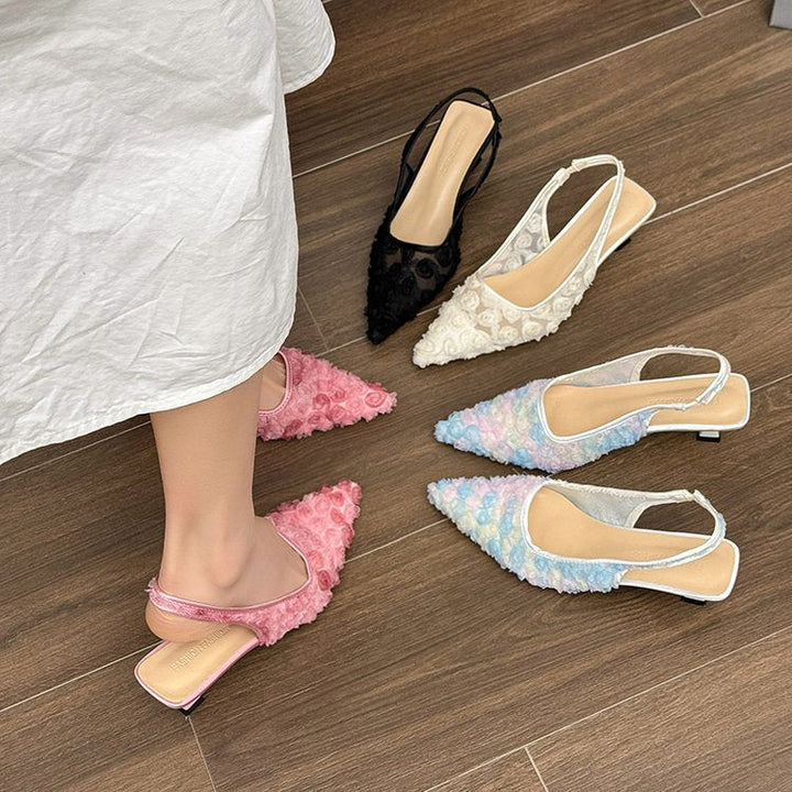 Damen Elegante Slingpumps mit floralem Design und schimmernder Oberfläche Drune