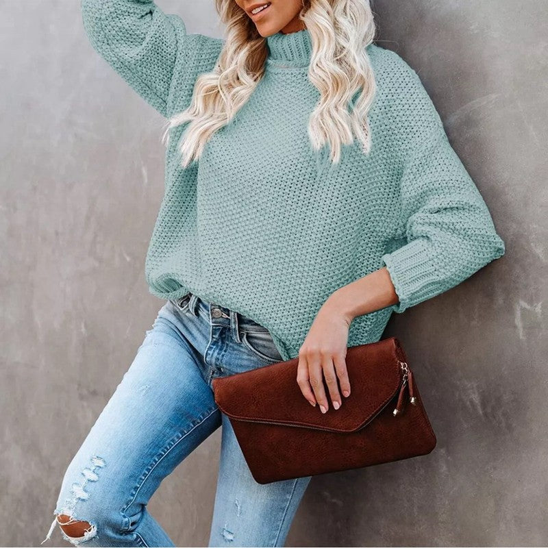 Damen Grobstrickpullover mit Rollkragen und lässigem Schnitt Drune