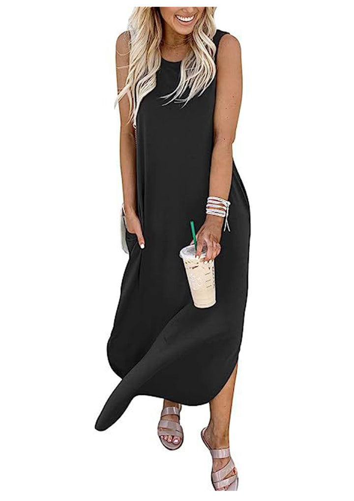 Damen Maxikleid mit lässigem Schnitt und praktischen Taschen Drune