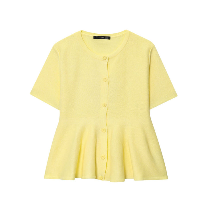 Damen modische Strickjacke mit fließendem Schnitt und Zierknöpfen Drune