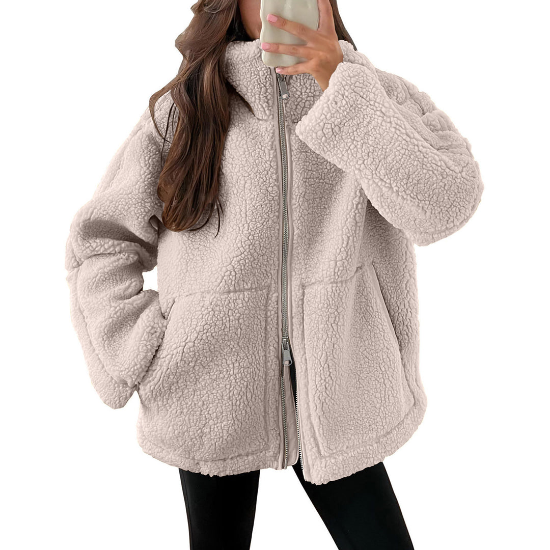 Damen Kuschelige Teddy-Jacke mit Reißverschluss Drune